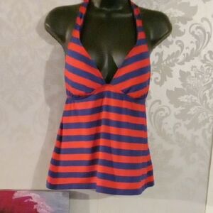 Mossimo Supply Co. Red and Blue Halter Tank One Piece